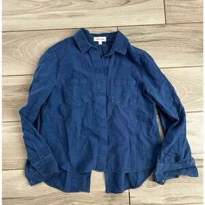 Cloth & Stone Women Split-Back Chambray Buttondown Shirt Size Medium Blue Hi-Low